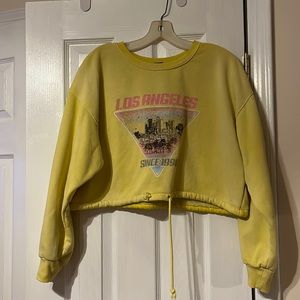 Yellow Sweatshirt Crop Top